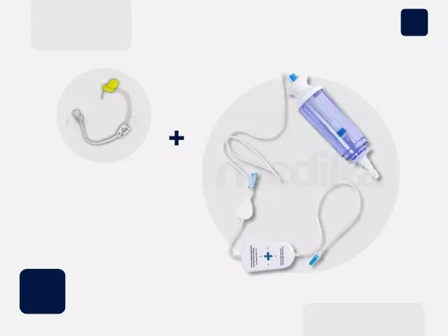 Cânula para Punção de Reservatório e Infusor Elastomérico com Seletor de Fluxo - Tuoren